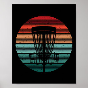 Vintage Disc Golfer Frisbees Women Men Disc Golf Poster