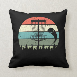 Vintage Disc Golfing Sport Frisbee Disc Golf Playe Cushion