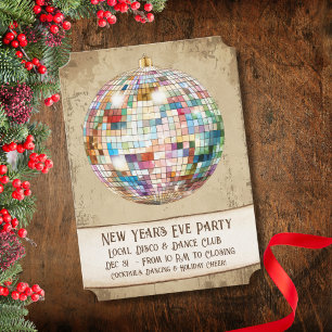 Vintage Disco Christmas Party Invitation