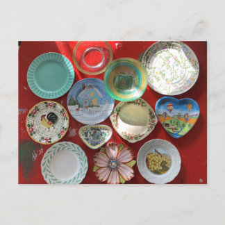 Vintage dishes postcard
