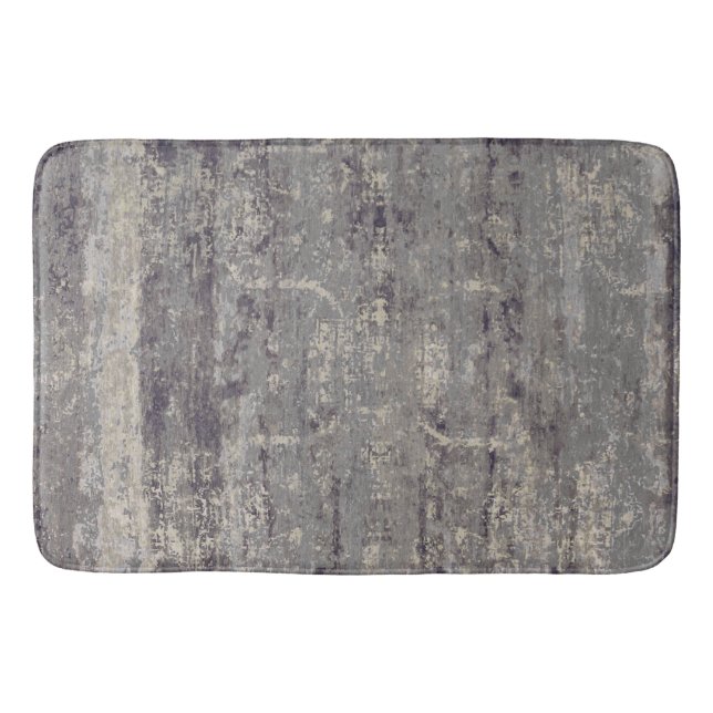 Vintage Distressed Abstract Antique Beige Gray Bath Mat (Front)