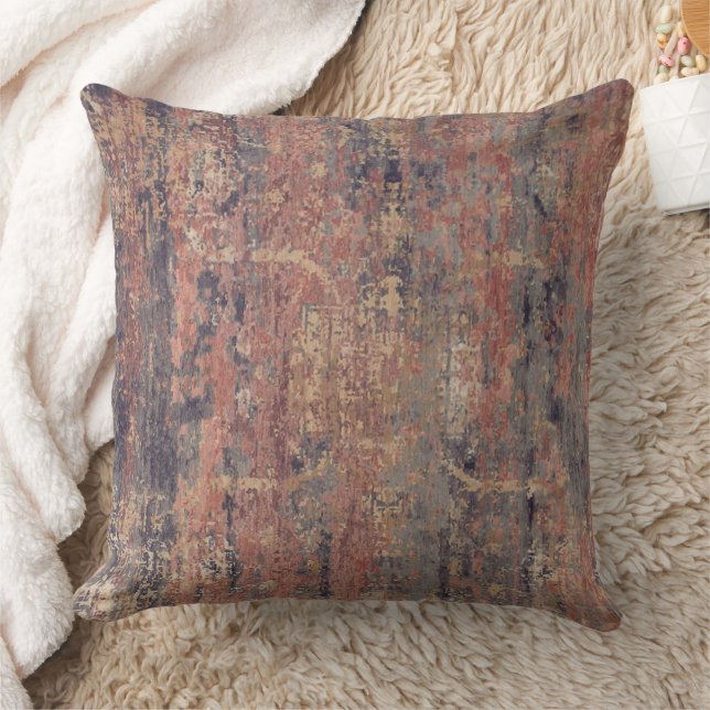 Vintage Distressed Abstract Antique Rust Orange Cushion (Blanket)