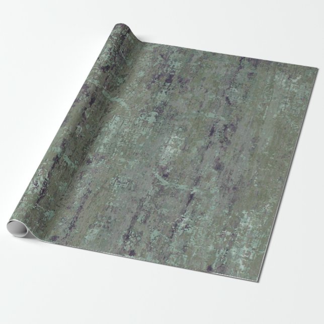 Vintage Distressed Abstract Antique Sage Green Wrapping Paper (Unrolled)