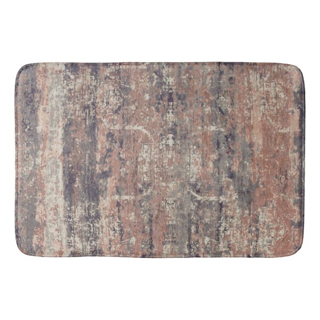 Vintage Distressed Abstract Antique Terracotta Bath Mat (Front)
