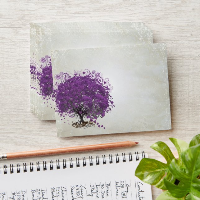 Vintage Distressed Aged Heart Leaf Damask Envelope (Stacked)