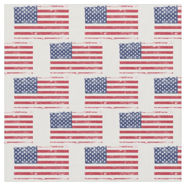 Vintage Distressed America Flag Pattern USA Banner Fabric (Close Up)