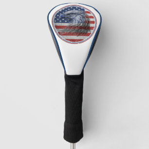 Vintage Distressed American Flag Eagle  Golf Head Cover
