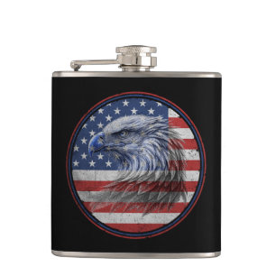 Vintage Distressed American Flag Eagle Hip Flask