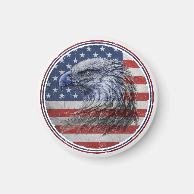 Vintage Distressed American Flag Eagle  Magnet (Front)