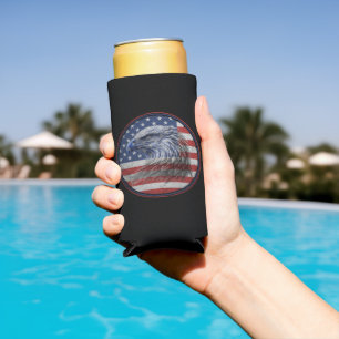 Vintage Distressed American Flag Eagle  Seltzer Can Cooler