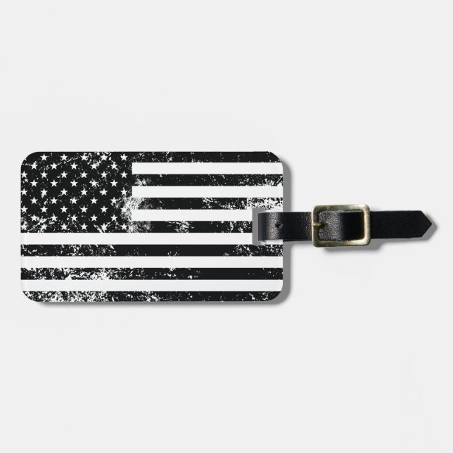Vintage Distressed American Flag Luggage Tag (Front Horizontal)