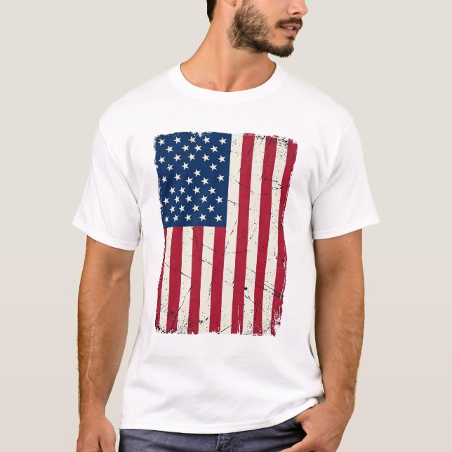 Vintage Distressed American Flag Vector Shirt Desi (Front)