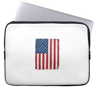 Vintage Distressed American Flag Vector Shirt Desi Laptop Sleeve