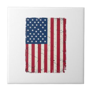 Vintage Distressed American Flag Vector Shirt Desi Tile