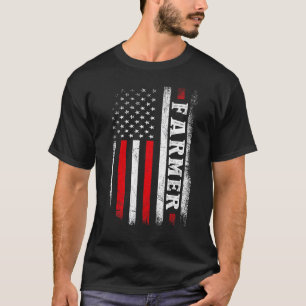 Vintage Distressed American US Flag Farming Patrio T-Shirt