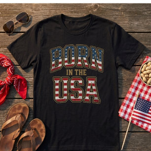 Vintage Distressed Born in the USA Patriotic T-Shirt