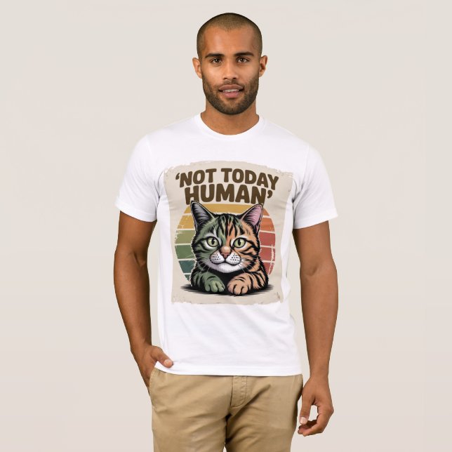 Vintage Distressed Cat Graphic Tee – Funny Retro  (Front Full)