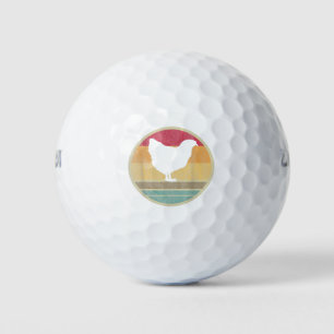 Vintage Distressed Chicken Farmer Retro 70s 80s Golf Balls