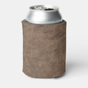 Vintage Distressed Cognac Leather Texture Can Cooler