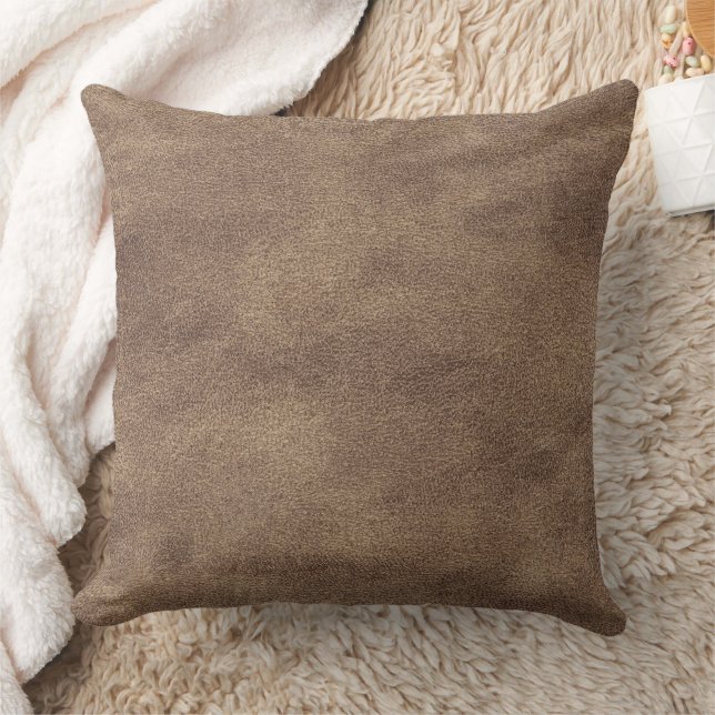 Vintage Distressed Cognac Leather Texture Cushion (Blanket)