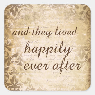 Vintage Distressed Damask with Love Quote Square Sticker