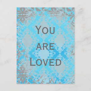 Vintage Distressed Damask You are Loved Postcard