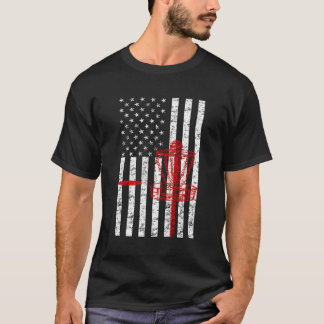 Vintage Distressed Disc Golf American Flag Patriot T-Shirt