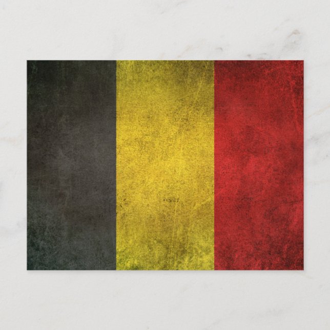 Vintage Distressed Flag of Belgium Postcard (Front)