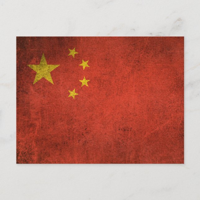 Vintage Distressed Flag of China Postcard (Front)