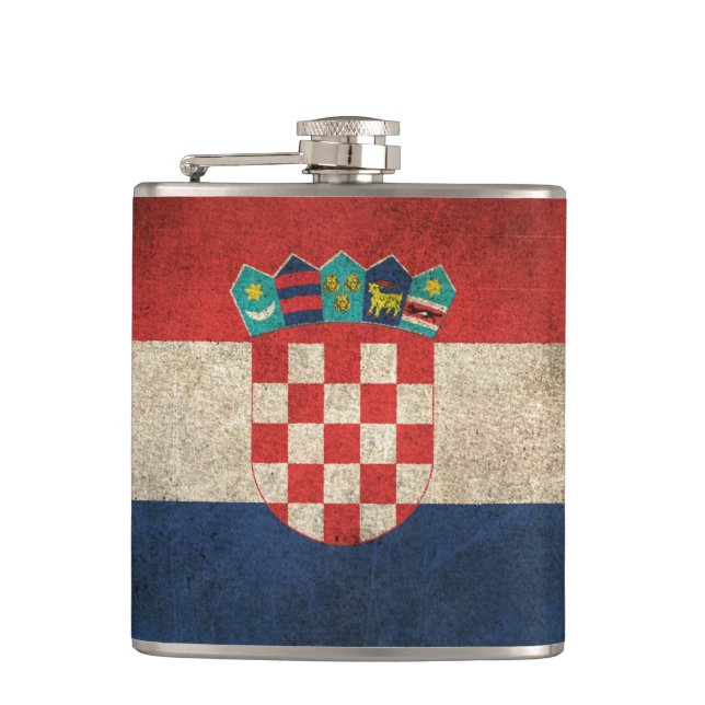 Vintage Distressed Flag of Croatia Hip Flask (Front)