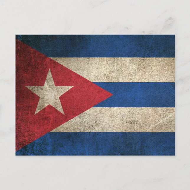 Vintage Distressed Flag of Cuba Postcard (Front)
