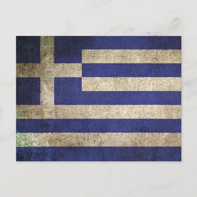 Vintage Distressed Flag of Greece Postcard (Front)