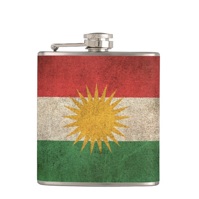 Vintage Distressed Flag of Kurdistan Hip Flask (Front)