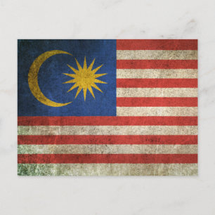 Vintage Distressed Flag of Malaysia Postcard