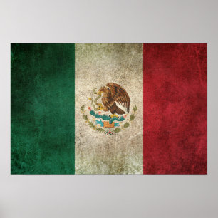 Vintage Distressed Flag of Mexico Poster