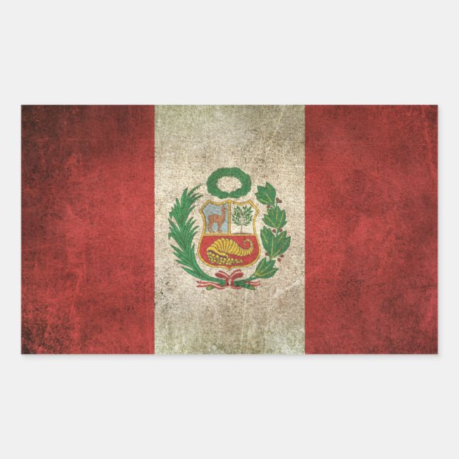 Vintage Distressed Flag of Peru Rectangular Sticker (Front)