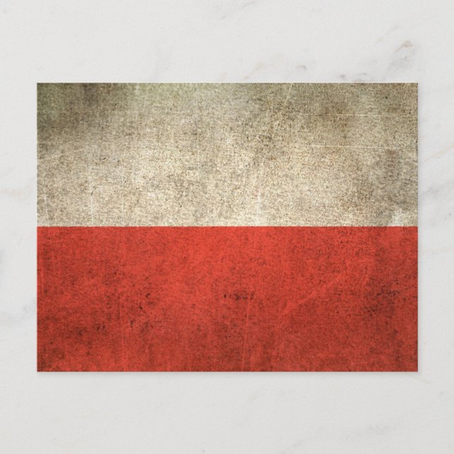 Vintage Distressed Flag of Poland Postcard (Front)