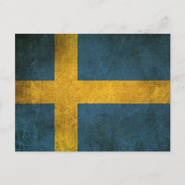 Vintage Distressed Flag of Sweden Postcard (Front)
