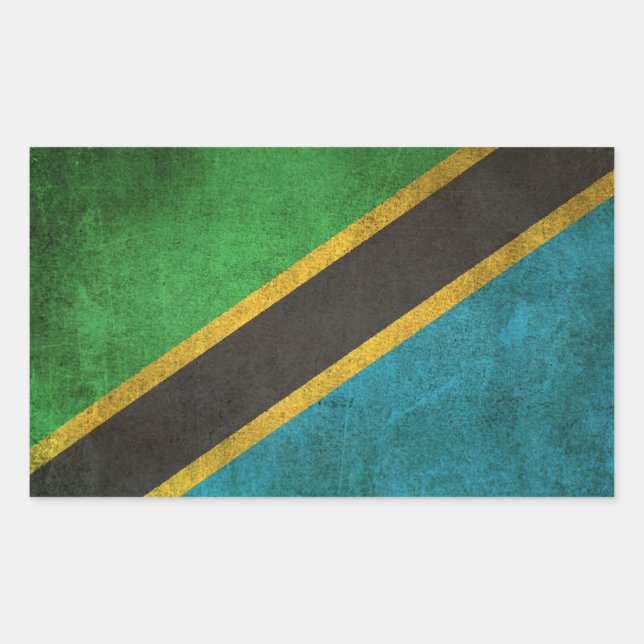 Vintage Distressed Flag of Tanzania Rectangular Sticker (Front)