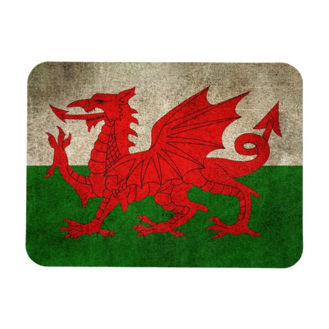 Vintage Distressed Flag of Wales Magnet (Horizontal)