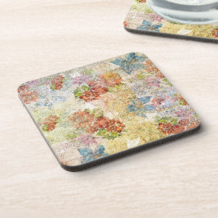 Vintage Distressed Flower Pattern Coaster