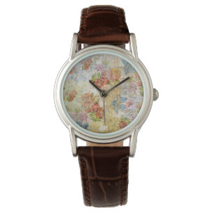 Vintage Distressed Flower Pattern Watch