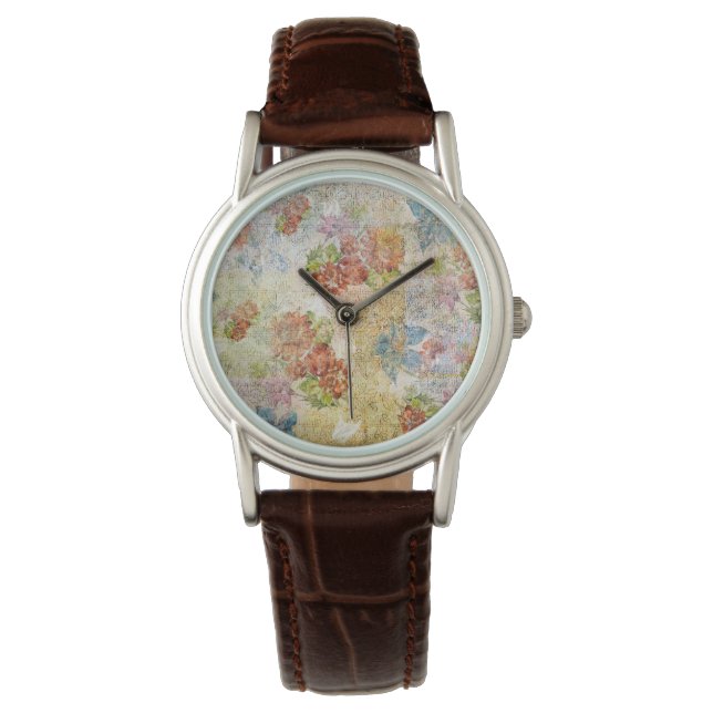 Vintage Distressed Flower Pattern Watch (Front)
