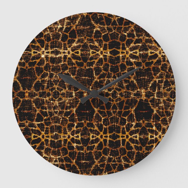 Vintage Distressed Grunge Giraffe Animal Print Large Clock (Front)