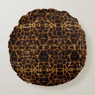 Vintage Distressed Grunge Giraffe Animal Print Round Cushion