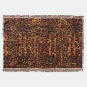 Vintage Distressed Grunge Jaguar Animal Print Throw Blanket
