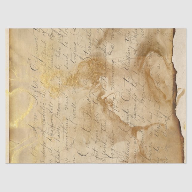 Vintage Distressed Letter with Cursive Decoupage Tissue Paper (Front)