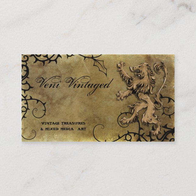 Vintage Distressed Lion & Thorns Business Cards (Front)