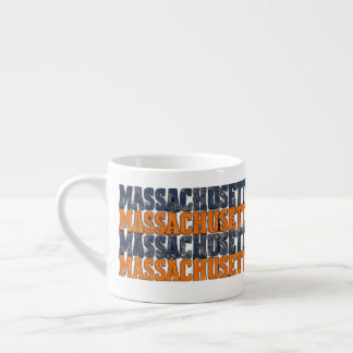 Vintage Distressed Massachusetts Stacked Typograph Espresso Cup