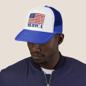 Vintage Distressed 'MERICA US Flag Trucker Hat (In Situ)